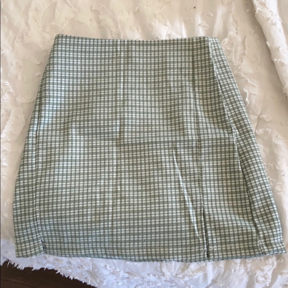 gingham green & white skirt brandy melville dupe